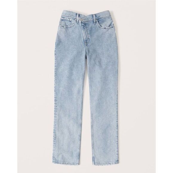 NEW Abercrombie & Fitch Curve Love The 90s Straight Ultra High Rise Jeans size 2 - Picture 1 of 9